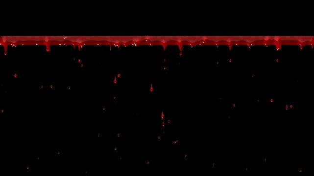 Blood drip set. Drop blood isloated white background. Happy Halloween decoration design. Red splatter stain splash spot, horror blot. Bleeding bloodstain scare texture. 