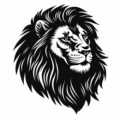 A black and white drawing of a lion