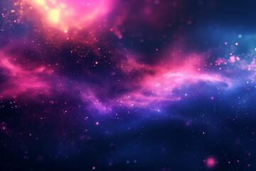 Obraz premium Abstract Ethereal Night Sky Background with Stars and Bokeh Lights Vector Presentation Template, Generative AI