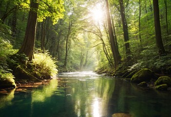 Obraz premium The image captures a serene scene of nature