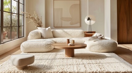 Modern Boucle Rug in a Stylish Living Room