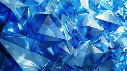 Abstract blue crystal background with sharp, geometric shapes.