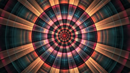 Naklejka premium Abstract circular pattern with radiating lines in vibrant colors. Perfect for modern and futuristic designs.
