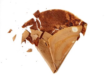 Crispy crepes damaged isolated on white background