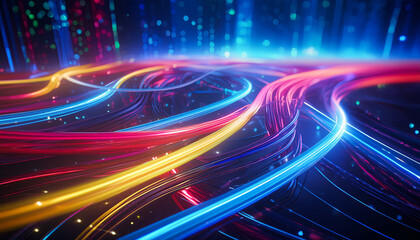 発光するLEDケーブルと光ファイバー,Generative AI AI画像