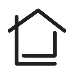 House icon outline isolated on transparent background. Linear vector illustration. Residential icon. Indoor use only symbol. 