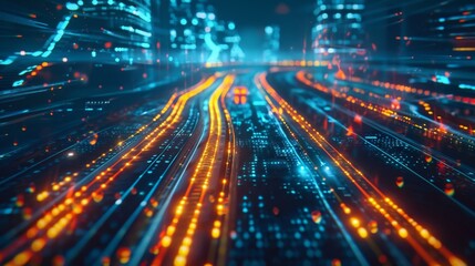 Fototapeta premium A more seamless and efficient commute is made possible as 5G keeps drivers updated on any road incidents enabling them to avoid unnecessary delays.