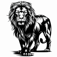 Obraz premium A black and white drawing of a lion