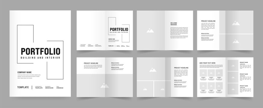 Architecture portfolio template or Portfolio layout design. A4 size brochure design for interior