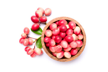 Carissa carandas (Karanda ,Carunda, Karonda, Koromcha) fruits isolated on white