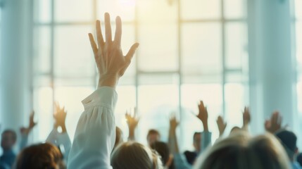 Diverse Audience Engaging in Professional Business Seminar under Bright Natural Light