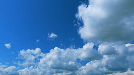 Obraz premium Beautiful Panorama Blue Sky And Clouds With Sun And Daylight Natural Background. Blue Sky On A Clear Sunny Day. Zoom In.