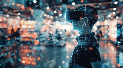 A virtual reality shopping experience allowing customers to explore a store from the comfort of their own home enabled by the low latency of 5G.