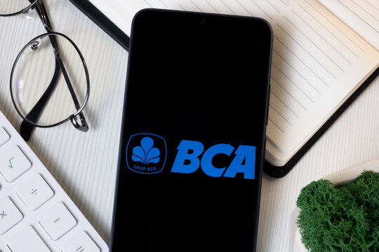 New York, USA - 1 June 2024: Bank Central Asia Logo on Phone Screen, BCA Company Icon