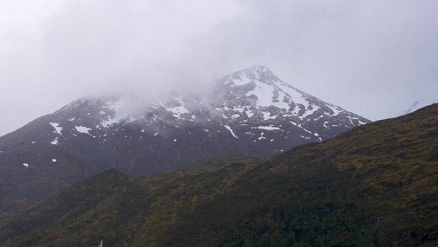 Scenic Cruising Strait of Magellan South America Antarctica Cruise Expedition Mountain Snow Covered Mountain Green Lush