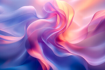 Obraz premium Abstract tulle fabric on a wave background. Pink purple gradient swirls.