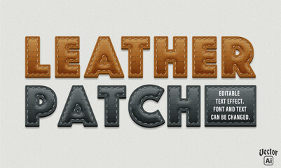  leather patch text effect. editable vector file.