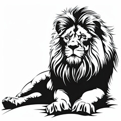Obraz premium A black and white drawing of a lion