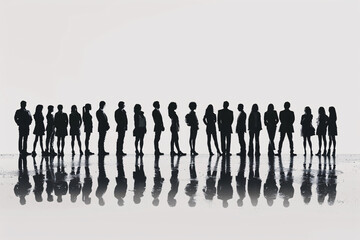 Naklejka premium A group of people standing in a straight line, perfect for business, education, or social media projects.