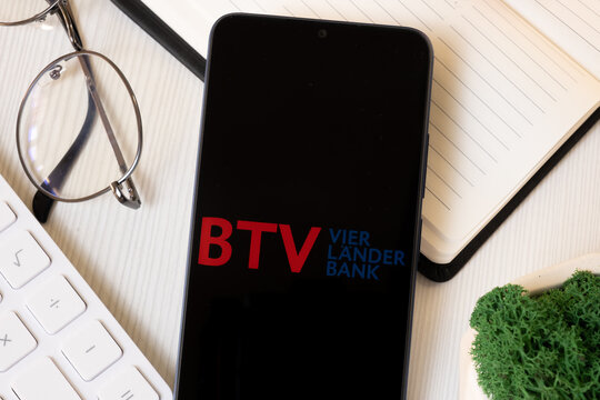 New York, USA - 1 June 2024: Bank fur Tirol und Vorarlberg Logo on Phone Screen, BTV Company Icon