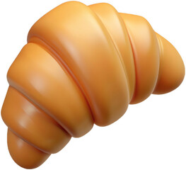 A delightful 3D illustration of a croissant, perfect for bakery icons, menus, and playful design projects.