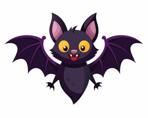 Cute Halloween bat vector illustration isolated on a white background 