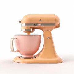 Baking stand mixer bowl cream dough pastry equipment cartoon 3D rendering illustration