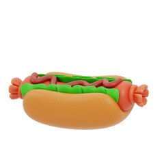 3d illustration of hot dogs 