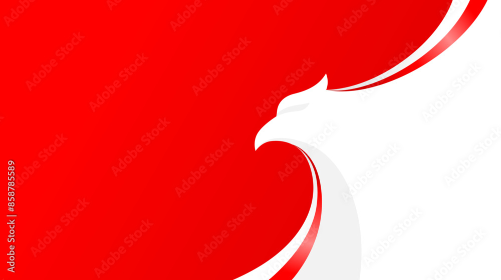 Wall mural wavy red and white abstract vector background with copy space for text. indonesia noational day