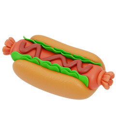 3d illustration of hot dogs 