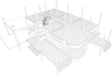 3D illustration of building project