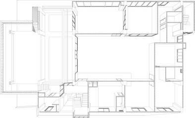 3D illustration of building project