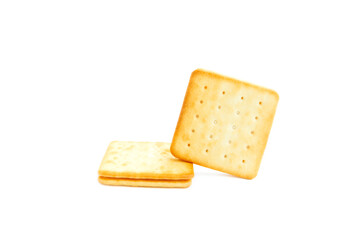 Cookies biscuit with milk cream isolated on white background, Sandwich Cookies milk flavor