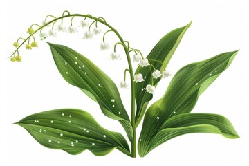 Obraz premium Isolated vector illustration of a blooming lily of the valley on a white background, fresh and delicate, signaling spring 