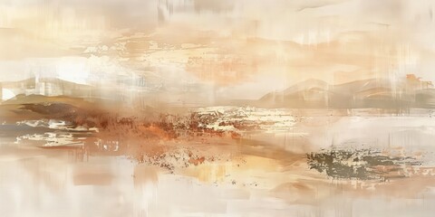 Abstract background in beige tones, strokes of oil paint on canvas, landscape, tranquility, oil painting