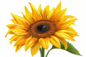 Fototapeta premium Isolated vector illustration of a blooming sunflower with spring bees on a white background, fresh and vibrant 