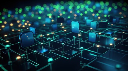 Obraz premium Abstract glowing futuristic circuit board with microchips.