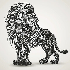 Fototapeta premium A black and white drawing of a lion