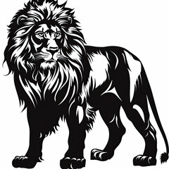 Obraz premium A black and white drawing of a lion