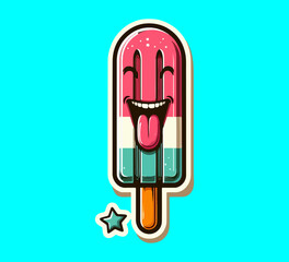 popsicle ice vintage sticker vector 