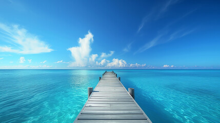 Fototapeta premium Breathtaking Tropical Landscape with Wooden Pier in 4K Photography