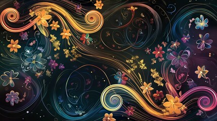 Elegant abstract background with delicate floral swirls and soft color gradients