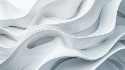 Obraz premium Clean and simple wave-like patterns in white blend naturally with a clean background, emphasizing elegance and minimalism