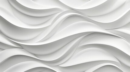 Obraz premium Clean and simple wave-like patterns in white blend naturally with a clean background, emphasizing elegance and minimalism