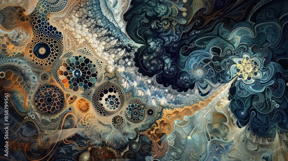 Wall mural a tapestry of intricate patterns that evoke a sense of depth and movement.