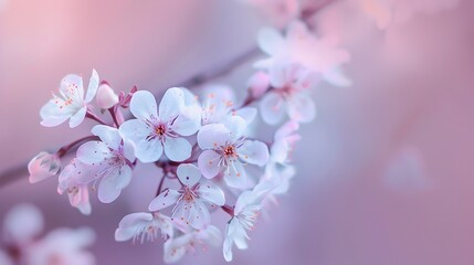 Soft-Focus Cherry Blossoms on Pastel Branches in Early Spring