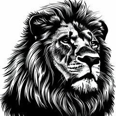 Obraz premium A black and white drawing of a lion