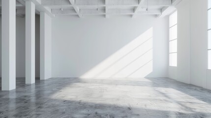 Obraz premium Empty clean white warehouse, interior 