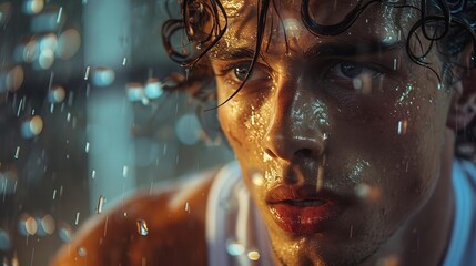 A client sweating profusely while doing intense cardio under the trainers supervision