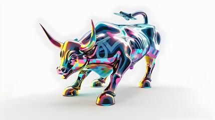 Vibrant 3D Bull and Bear Icons Dancing on NYSE Ticker Symbol